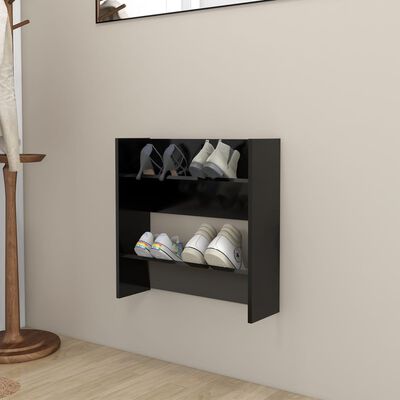 vidaXL Wall Shoe Cabinet Black 23.6"x7.1"x23.6" Engineered Wood