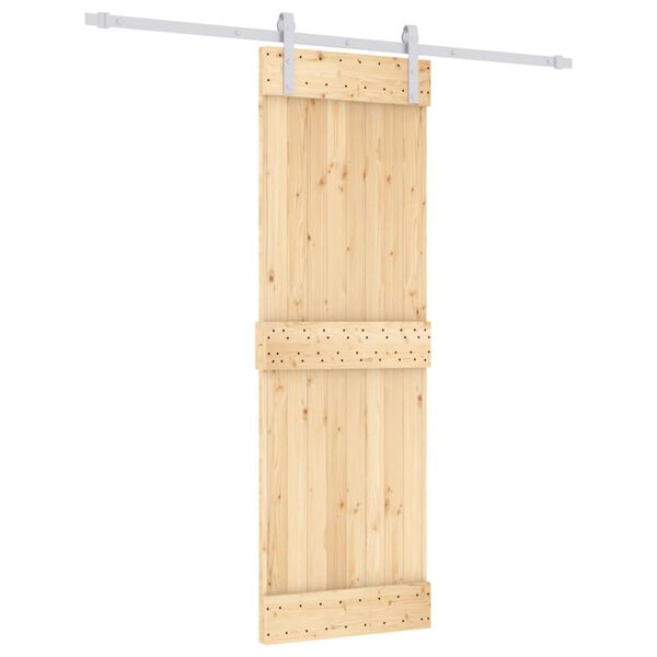 vidaXL Sliding Door with Hardware Set 27.6x82.7" Solid Wood Pine