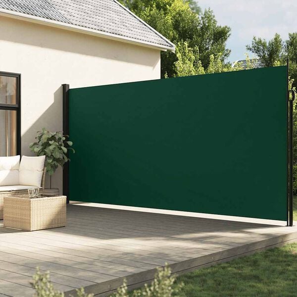 vidaXL Retractable Side Awning Dark green