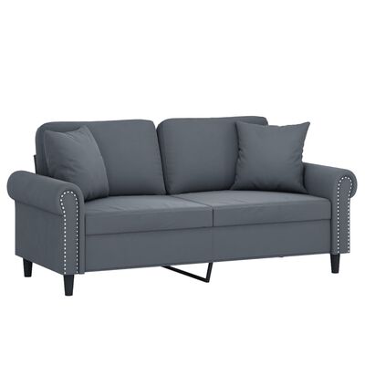 vidaXL 2-Seater Sofa with Throw Pillows Dark Gray 55.1" Velvet