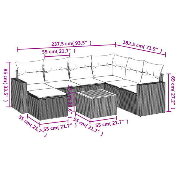 vidaXL Garden Sofa Set Black