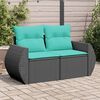 vidaXL Garden Sofa Black PE rattan 2-seater Adjustable Feet
