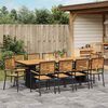 vidaXL Garden Dining Set 11 pcs Black 94.5" x 35.4" x 29.5