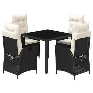 vidaXL Garden Dining Set Black table and chairs with cream white cushions