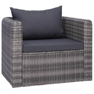 vidaXL Garden Chair Grey PE Rattan Medium Removable Covers