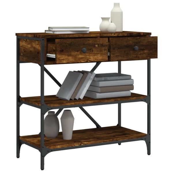 vidaXL Console Table Smoked oak Engineered wood and metal Medium