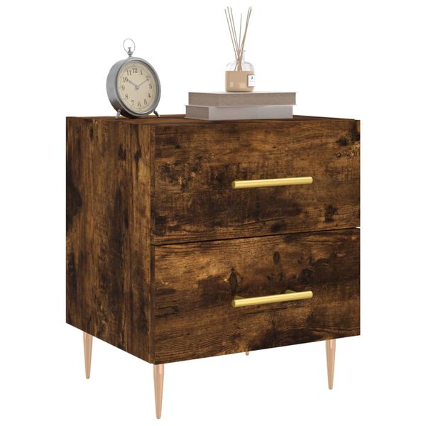 vidaXL Bedside Cabinet Set of 2 Smoked Oak Engineered wood, Iron Medium