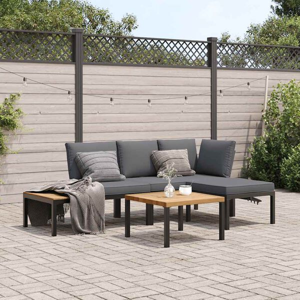 vidaXL Garden Sofa Set Black, Anthracite, Brown