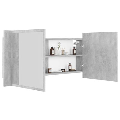 vidaXL LED Bathroom Mirror Cabinet Concrete Gray 39.4"x4.7"x17.7" Acrylic