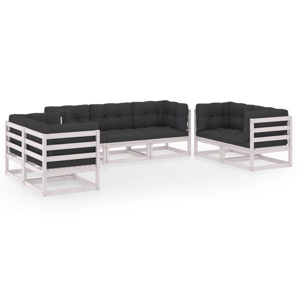 vidaXL Garden Lounge Set White, Anthracite Solid pinewood, polyester Large