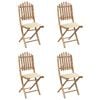 vidaXL Outdoor Dining Set Natural Bamboo, Cream Bamboo, 100% Polyester