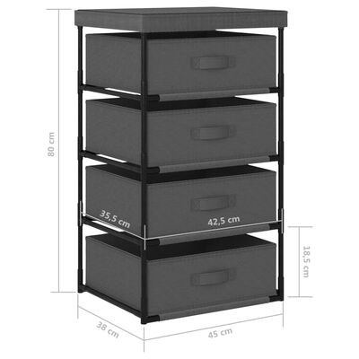 vidaXL Storage Rack with 4 Fabric Baskets Steel Gray