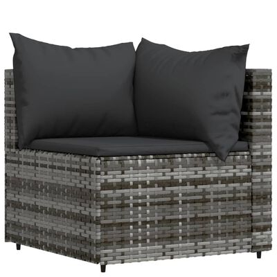 vidaXL 4 Piece Patio Lounge Set with Cushions Gray Poly Rattan