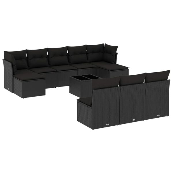 vidaXL Garden Sofa Set Black Poly Rattan Large Modular Garden Sofa Set
