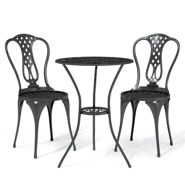 vidaXL Bistro Set Black Cast aluminum Compact Decorative Inlays