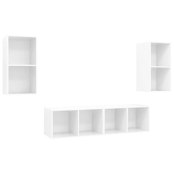vidaXL TV Cabinet Set of 4 High gloss white Engineered wood