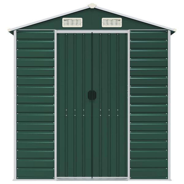 vidaXL Garden Shed Green Galvanized Steel Large Garden Shed