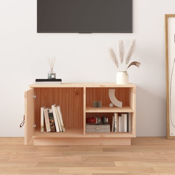 vidaXL TV Cabinet Natural Wood Solid Pine Wood Medium TV Cabinet