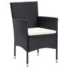 vidaXL Dining Set Black Poly rattan 5 Piece Set Removable Covers