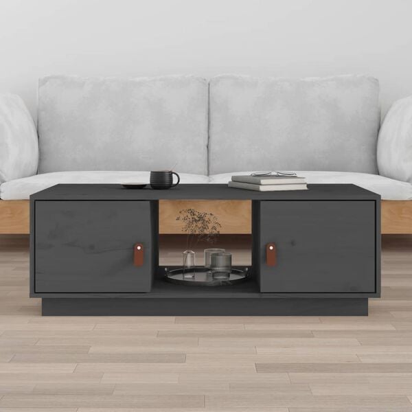vidaXL Coffee Table Gray Solid pine wood Medium Coffee Table