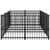 vidaXL Dog Kennel Black Powder-coated steel Large Durable Dog Kennel