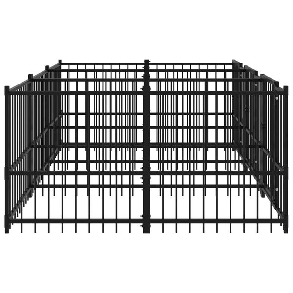 vidaXL Dog Kennel Black Powder-coated steel Large Durable Dog Kennel