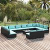 vidaXL Garden Lounge Set Black, Water blue cushions