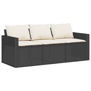vidaXL Garden Sofa Black and Cream White