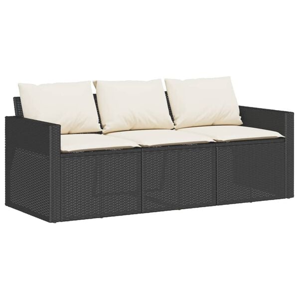 vidaXL Garden Sofa Black and Cream White