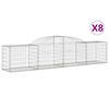 vidaXL Gabion Basket Set of 8 Silver Galvanized Steel Medium