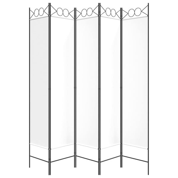 vidaXL 5-Panel Room Divider White 78.7"x78.7" Fabric