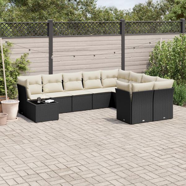 vidaXL Garden Sofa Set Black, Cream