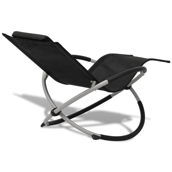 vidaXL Sun Lounger Black and Grey Galvanized steel, Textilene fabric