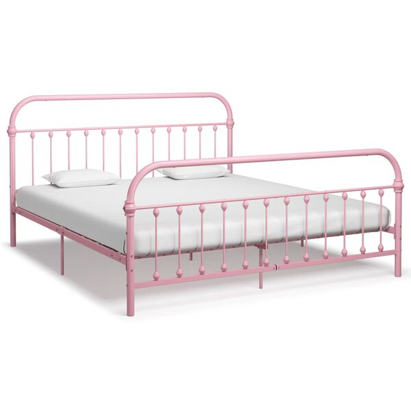vidaXL Bed Frame Pink Metal Super King Robust Bed Frame Rectangular