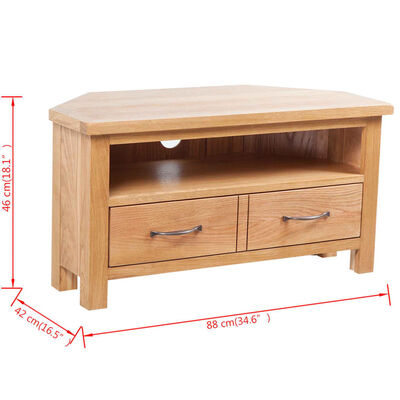 vidaXL TV Cabinet with Drawer Solid Oak Wood 34.6"x16.5"x18.1"