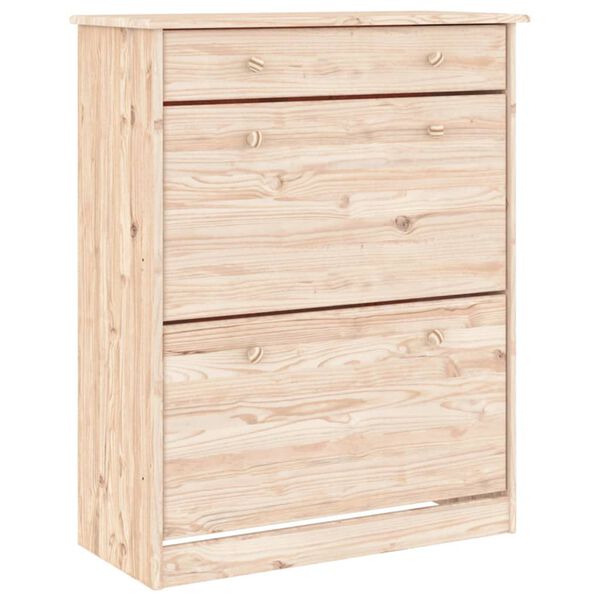 vidaXL Shoe Cabinet Natural Pine Solid Pine Wood Medium Shoe Cabinet