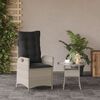 vidaXL Reclining Garden Chair Light Grey Poly Rattan Standard