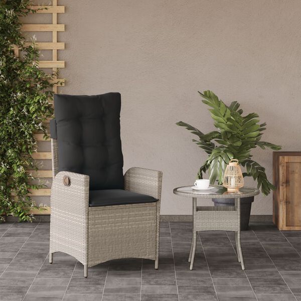 vidaXL Reclining Garden Chair Light Grey Poly Rattan Standard