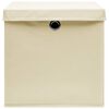 vidaXL Storage Box Set of 10 Cream Non-woven fabric 11 x 11 x 11 in