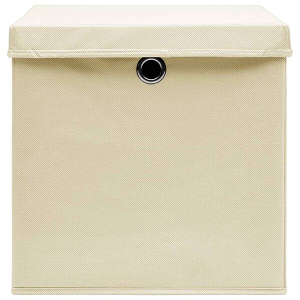 vidaXL Storage Box Set of 10 Cream Non-woven fabric 11 x 11 x 11 in