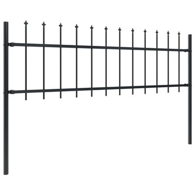 vidaXL Garden Fence with Spear Top Steel 401.6"x23.6" Black