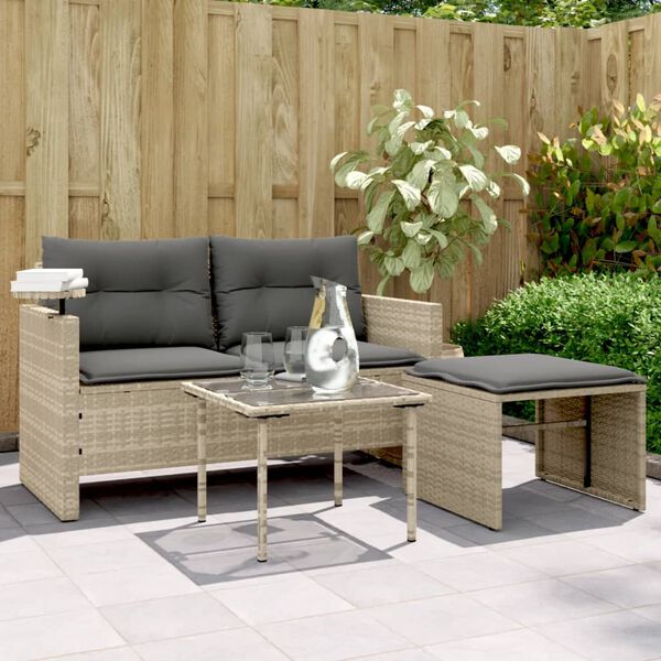 vidaXL Garden Sofa Set Light Grey PE Rattan Medium Modular