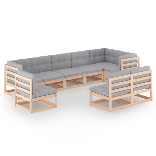 vidaXL Garden Lounge Set Natural Wood Solid Pinewood Modular