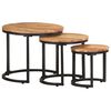 vidaXL Side Table Set of 3 Natural Wood