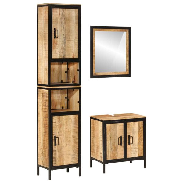 vidaXL Bathroom Furniture Set Natural wood and black
