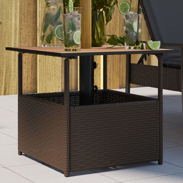 vidaXL Garden Table Brown PE rattan Medium Durable Garden Table