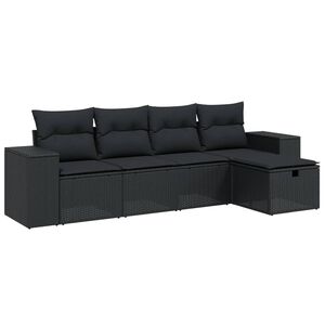 vidaXL Garden Sofa Set Black PE Rattan Large Modular Garden Sofa Set