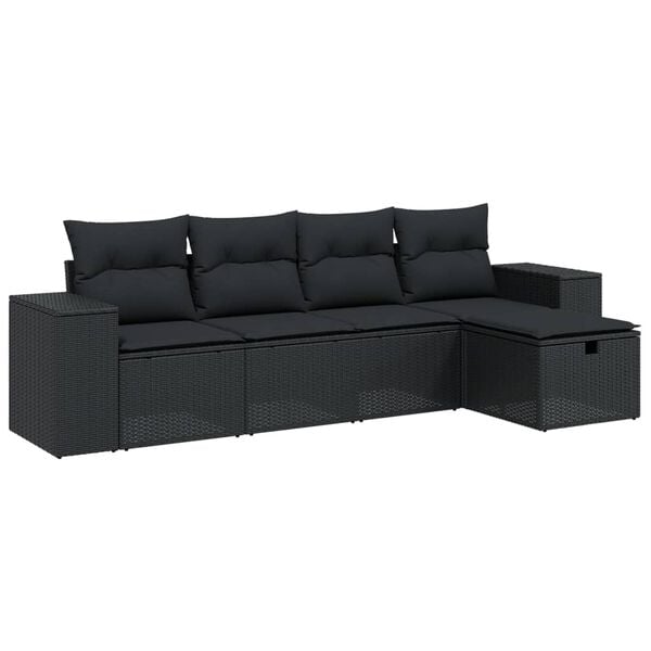 vidaXL Garden Sofa Set Black PE Rattan Large Modular Garden Sofa Set