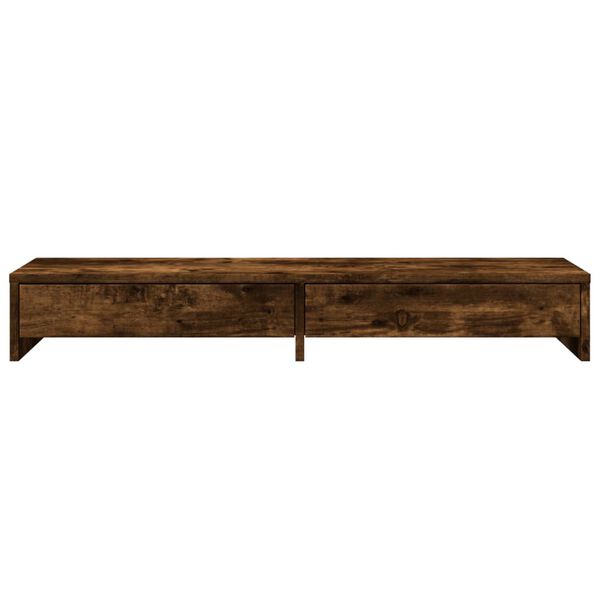 vidaXL Monitor Stand with Drawers Smoked Oak 39.4x10.6x5.9" Engineered Wood