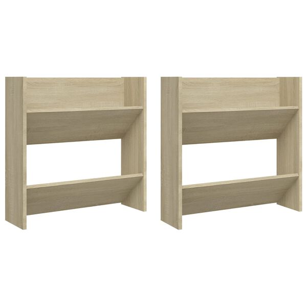 vidaXL Wall Shoe Cabinets 2 pcs Sonoma Oak 23.6"x7.1"x23.6" Engineered Wood